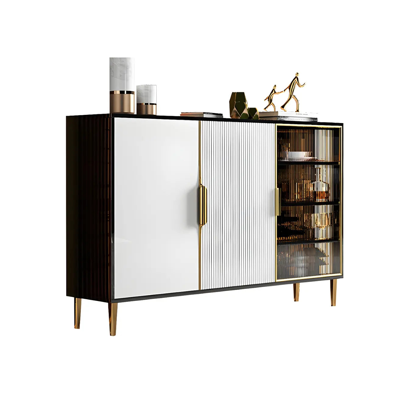 Buffet/buffet en bois laqué brillant avec placards