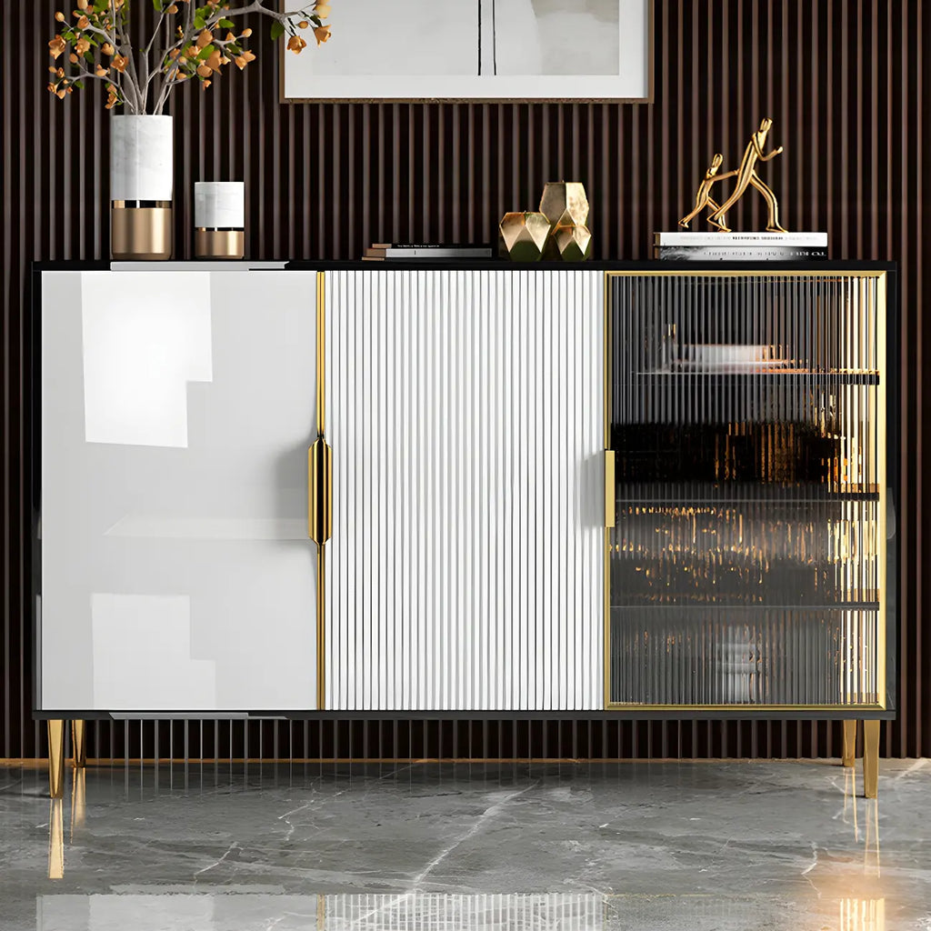 Buffet/buffet en bois laqué brillant avec placards