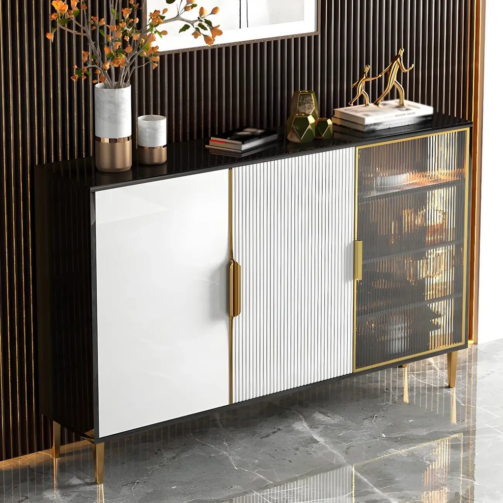 Buffet/buffet en bois laqué brillant avec placards