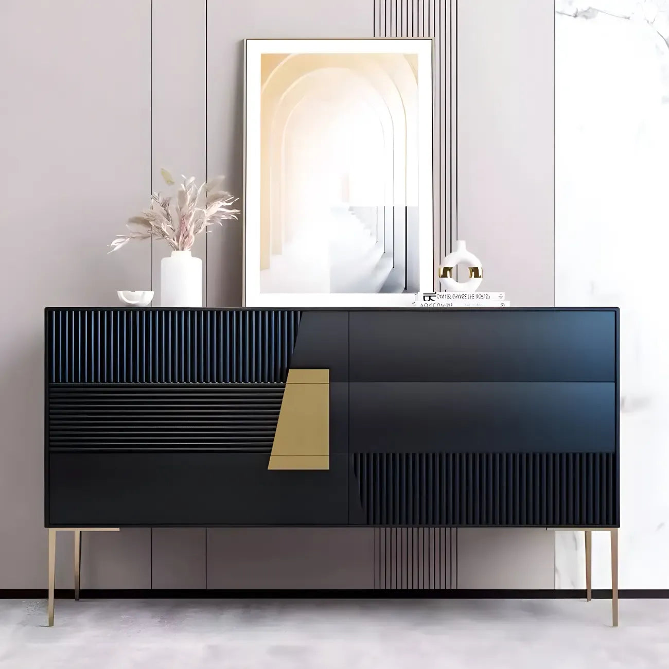 Buffet élégant en bois couleur expresso avec tiroirs