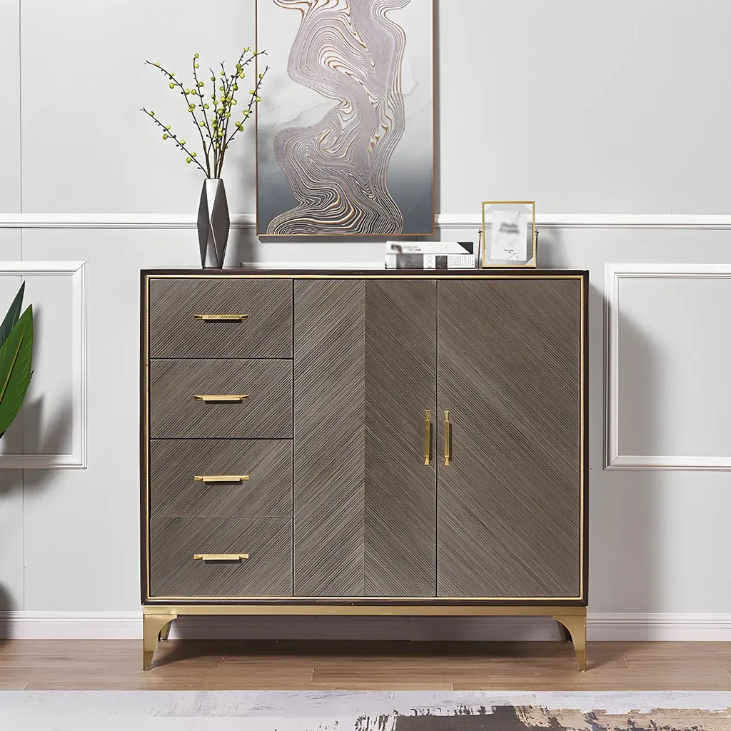Buffet en bois élégant avec tiroirs et étagères réglables