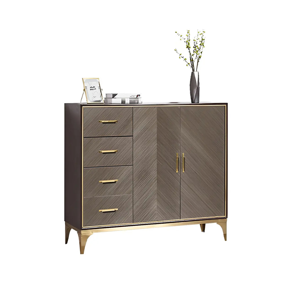 Buffet en bois élégant avec tiroirs et étagères réglables