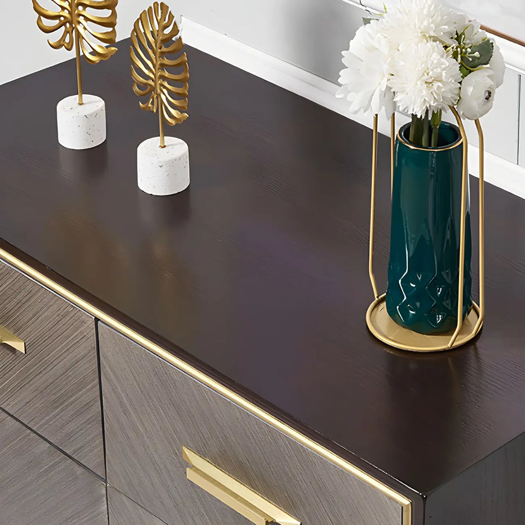 Buffet en bois élégant avec tiroirs et étagères réglables