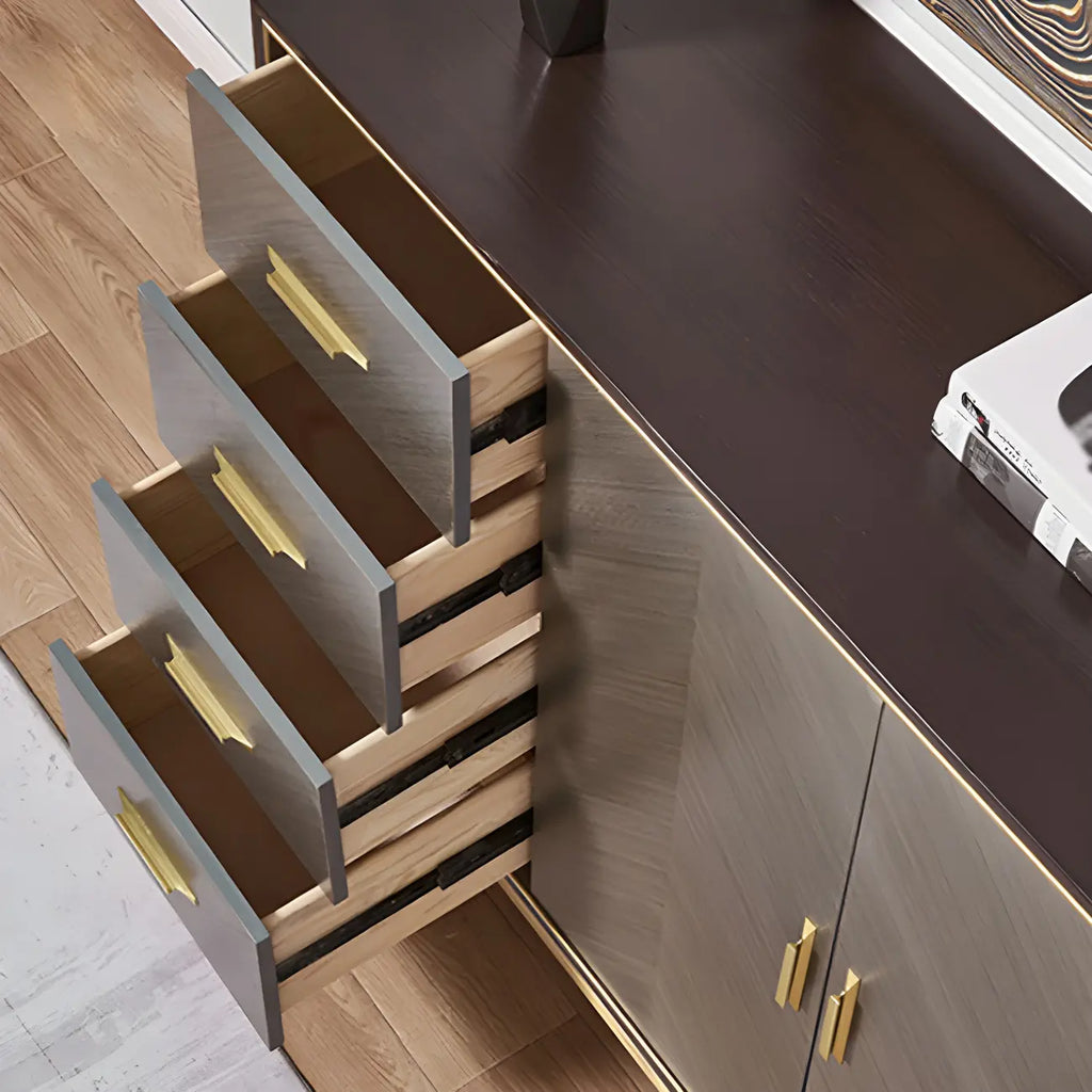 Buffet en bois élégant avec tiroirs et étagères réglables