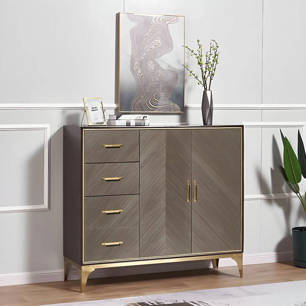 Buffet en bois élégant avec tiroirs et étagères réglables