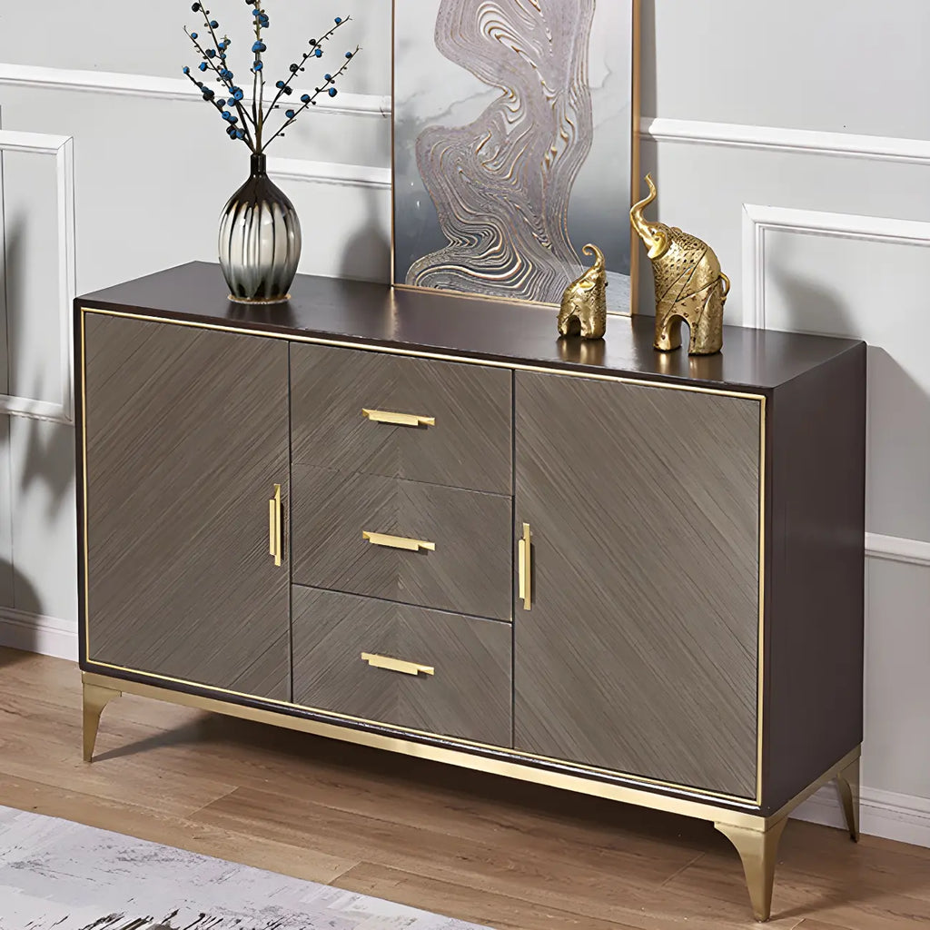Buffet en bois élégant avec tiroirs et étagères réglables
