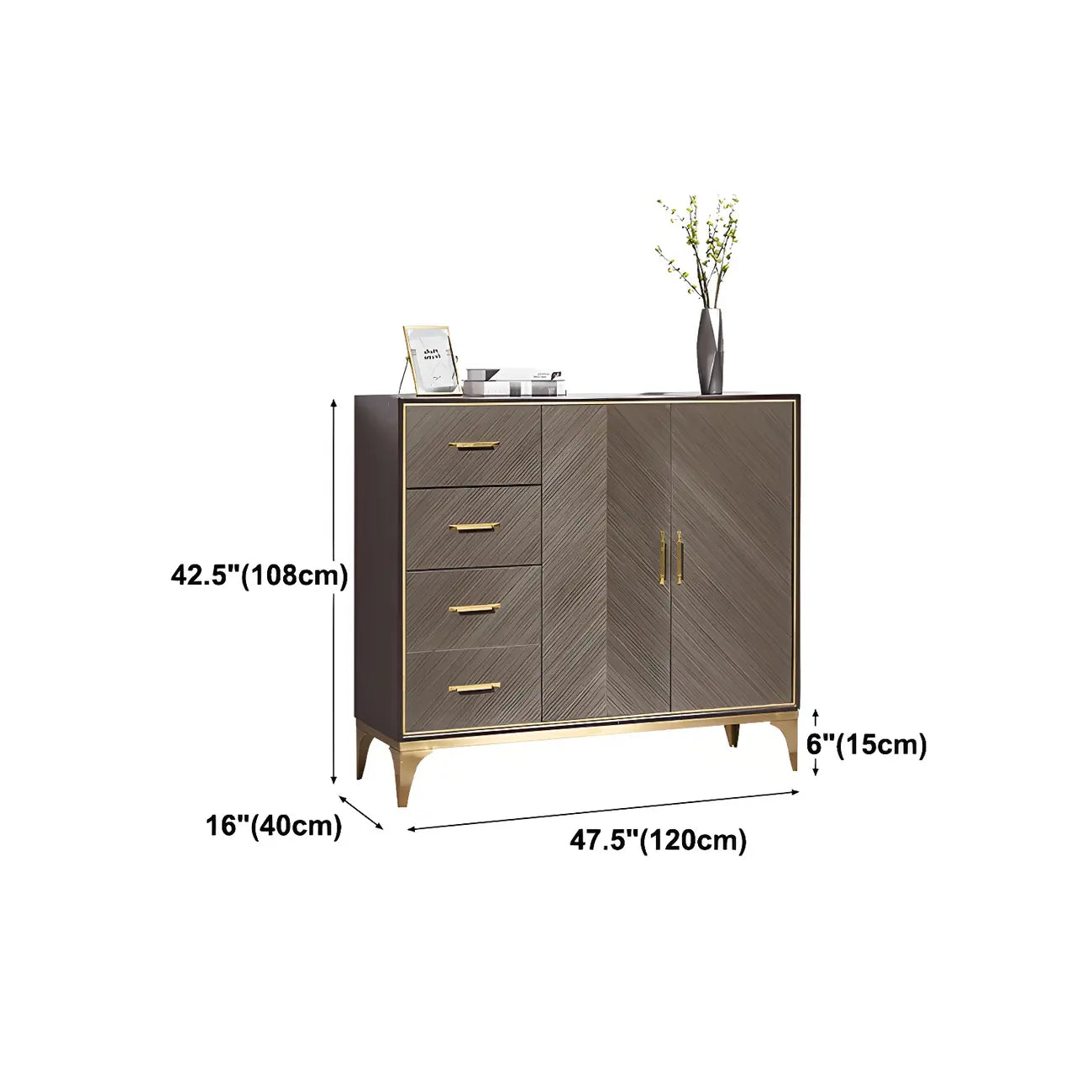 Buffet en bois élégant avec tiroirs et étagères réglables