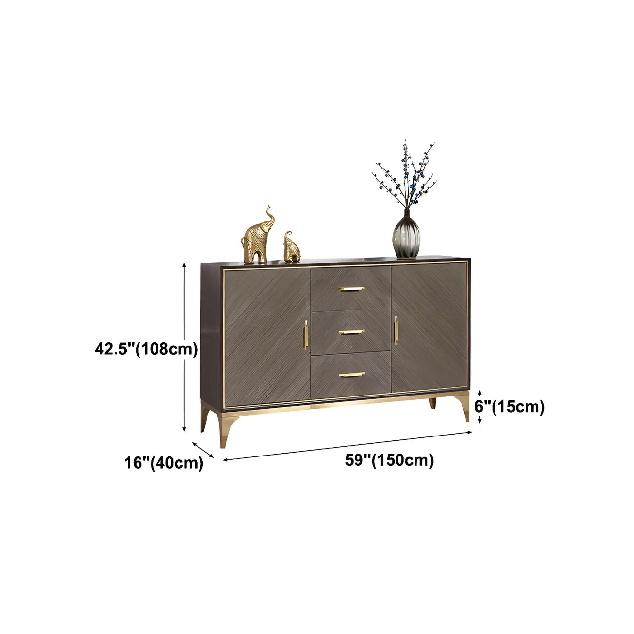 Buffet en bois élégant avec tiroirs et étagères réglables