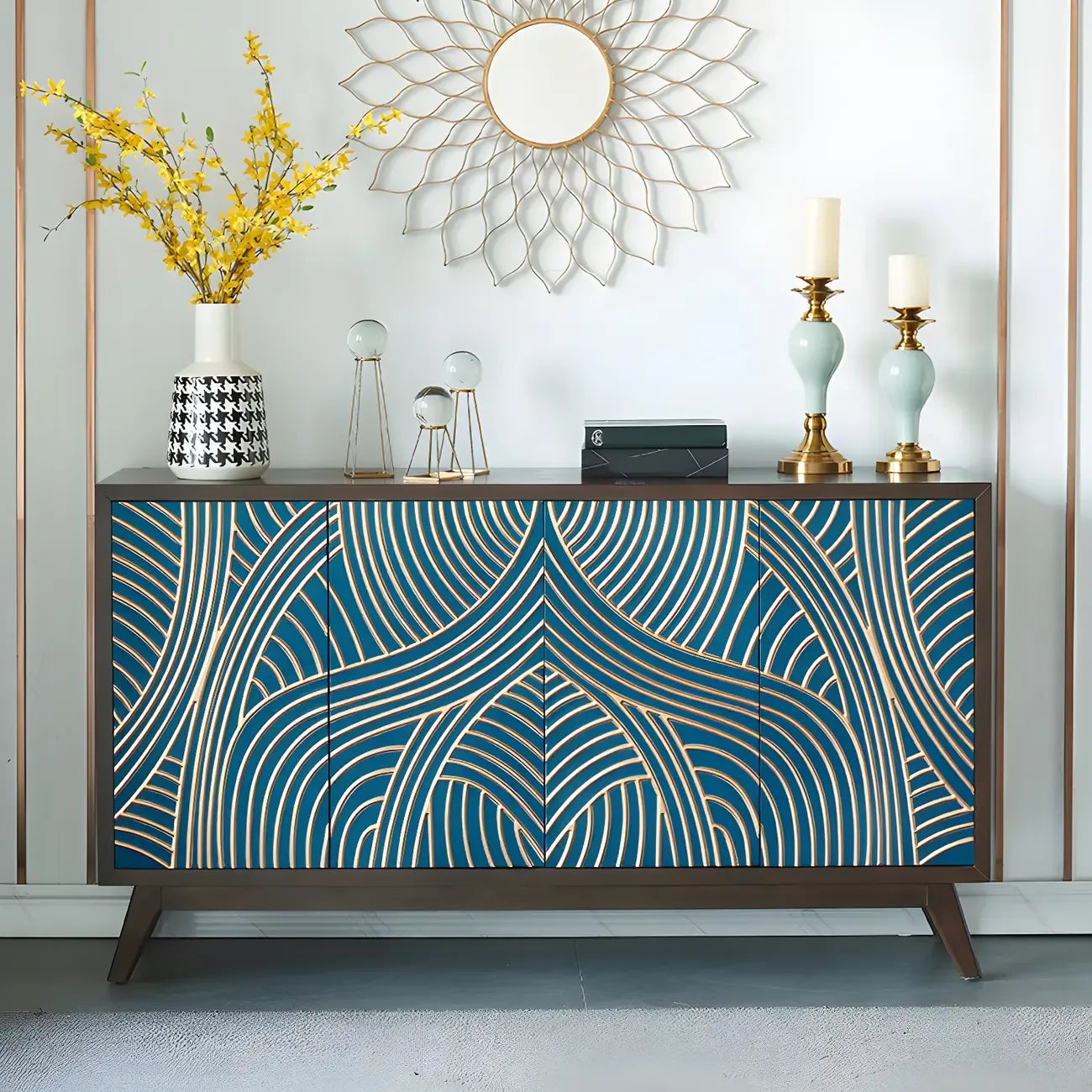 Buffet moderne en bois de bouleau brun avec 2 portes