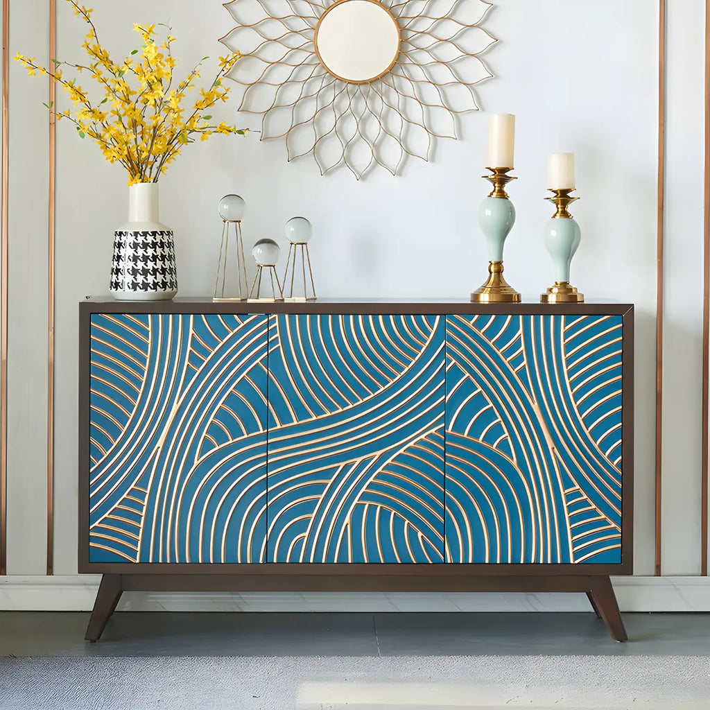Buffet moderne en bois de bouleau brun avec 2 portes