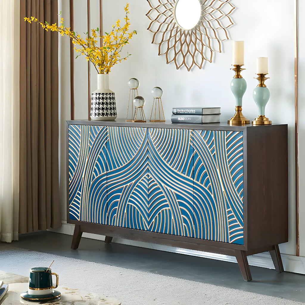 Buffet moderne en bois de bouleau brun avec 2 portes