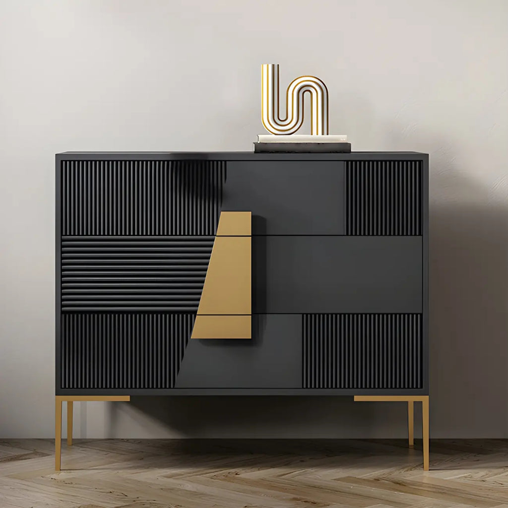 Buffet élégant en bois avec tiroirs, de couleur vert/gris