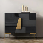 Buffet élégant en bois avec tiroirs, de couleur vert/gris