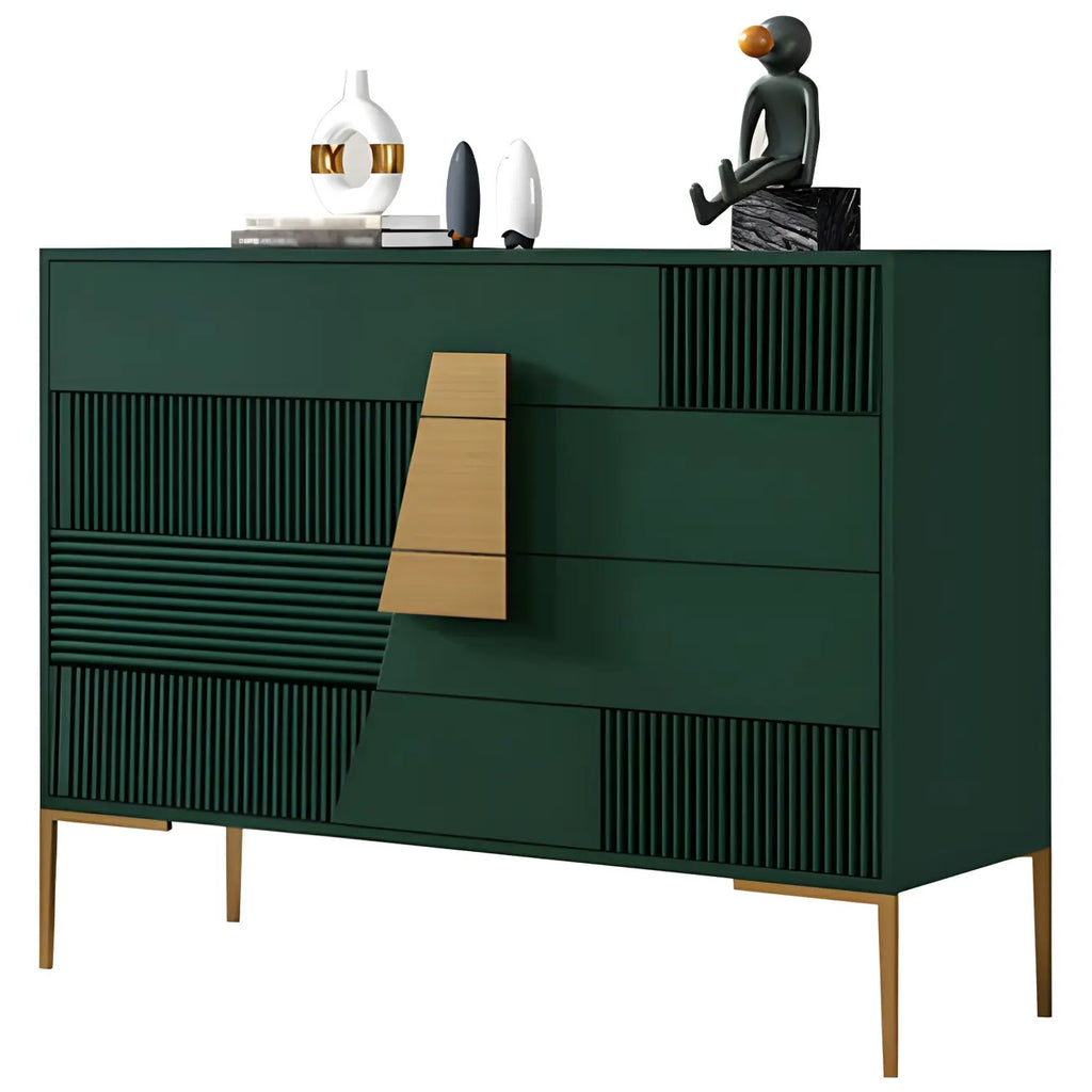 Buffet élégant en bois avec tiroirs, de couleur vert/gris