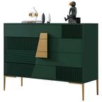 Buffet élégant en bois avec tiroirs, de couleur vert/gris
