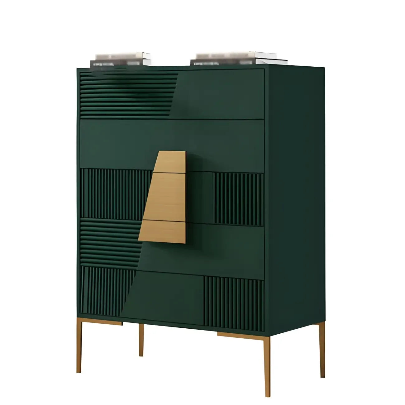 Buffet élégant en bois avec tiroirs, de couleur vert/gris