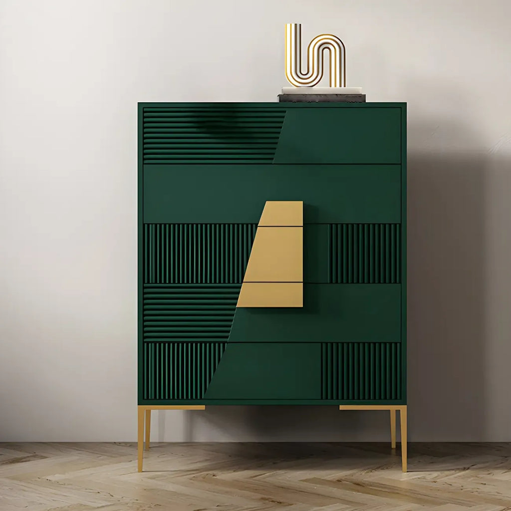 Buffet élégant en bois avec tiroirs, de couleur vert/gris