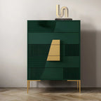Buffet élégant en bois avec tiroirs, de couleur vert/gris