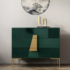 Buffet élégant en bois avec tiroirs, de couleur vert/gris