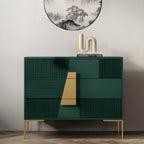 Buffet élégant en bois avec tiroirs, de couleur vert/gris