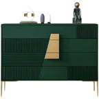 Buffet élégant en bois avec tiroirs, de couleur vert/gris