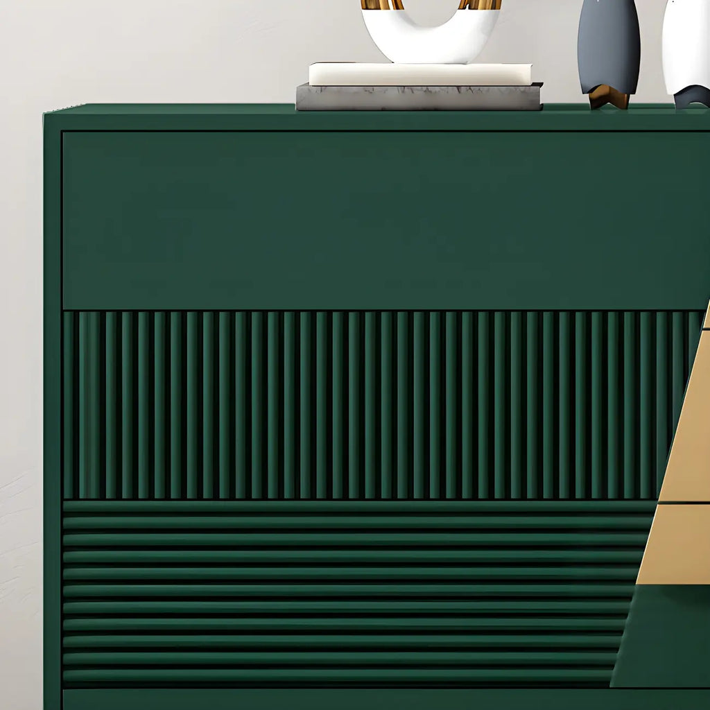 Buffet élégant en bois avec tiroirs, de couleur vert/gris