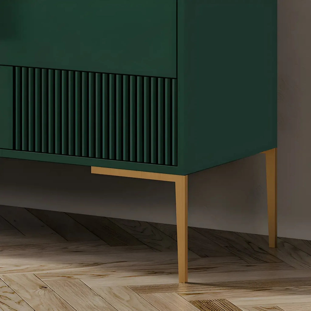 Buffet élégant en bois avec tiroirs, de couleur vert/gris