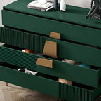 Buffet élégant en bois avec tiroirs, de couleur vert/gris