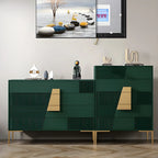 Buffet élégant en bois avec tiroirs, de couleur vert/gris