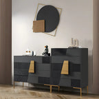 Buffet élégant en bois avec tiroirs, de couleur vert/gris