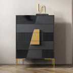 Buffet élégant en bois avec tiroirs, de couleur vert/gris