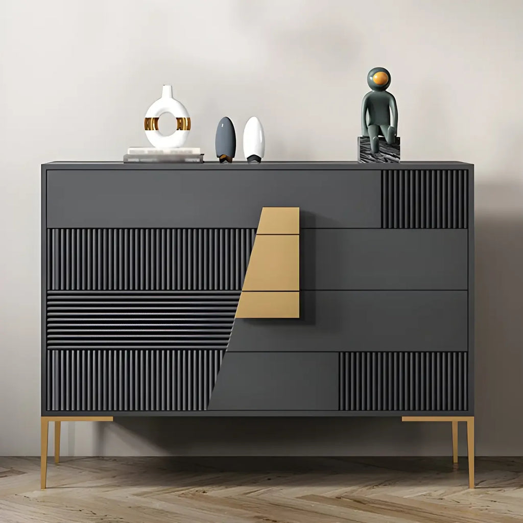 Buffet élégant en bois avec tiroirs, de couleur vert/gris