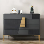 Buffet élégant en bois avec tiroirs, de couleur vert/gris