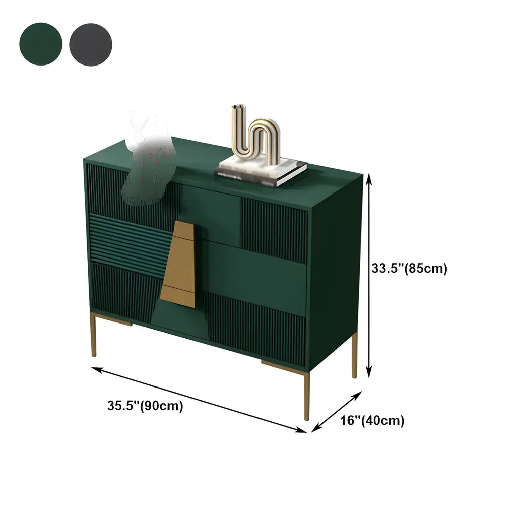 Buffet élégant en bois avec tiroirs, de couleur vert/gris