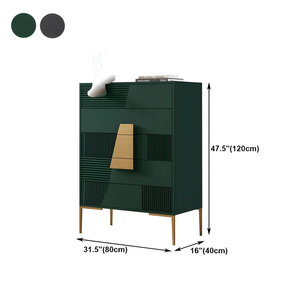 Buffet élégant en bois avec tiroirs, de couleur vert/gris