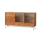 Buffet moderne en pin brun avec portes vitrées