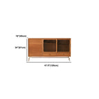 Buffet moderne en pin brun avec portes vitrées