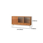 Buffet moderne en pin brun avec portes vitrées
