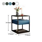 Table de chevet bleue moderne avec plateau en verre et tiroir de rangement