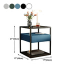 Table de chevet bleue moderne avec plateau en verre et tiroir de rangement