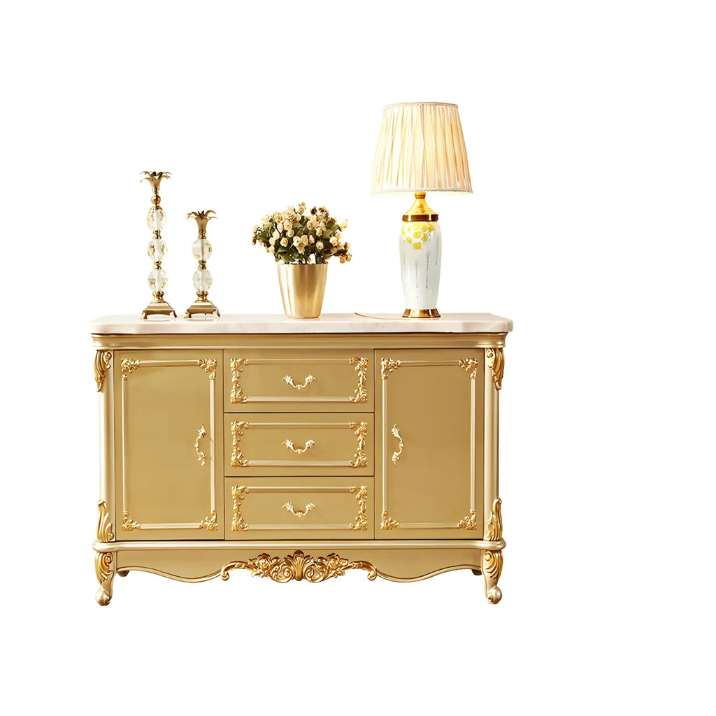 Buffet de luxe en bois doré avec tiroirs et portes