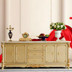 Buffet de luxe en bois doré avec tiroirs et portes