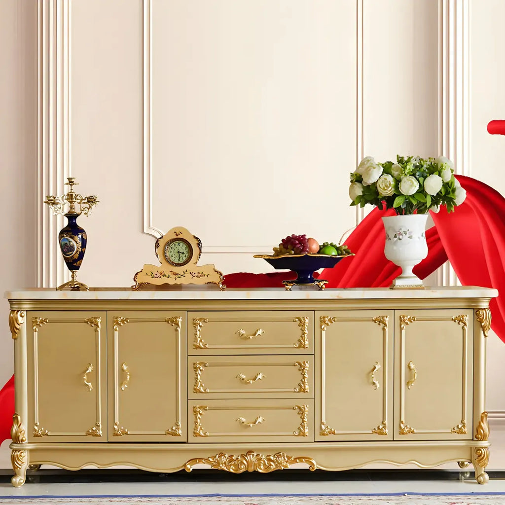 Buffet de luxe en bois doré avec tiroirs et portes