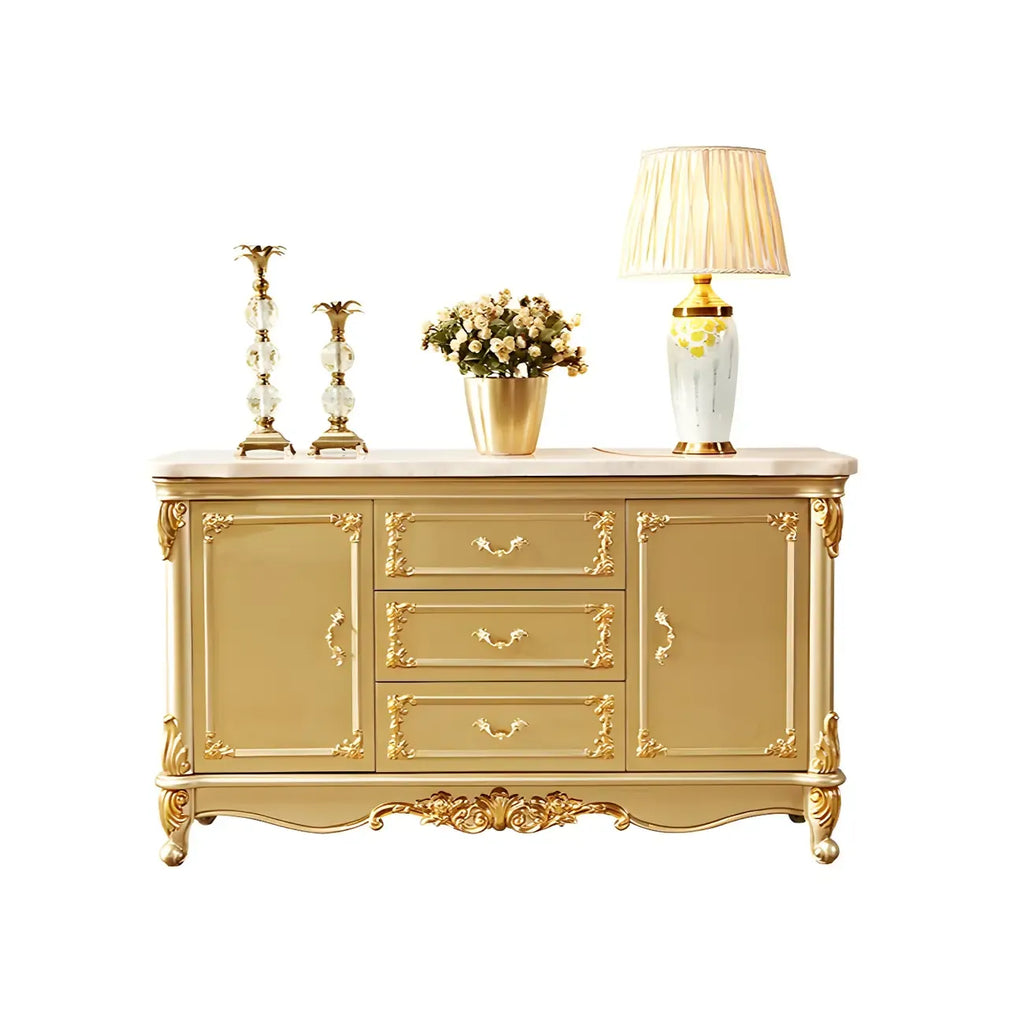 Buffet de luxe en bois doré avec tiroirs et portes