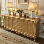 Buffet de luxe en bois doré avec tiroirs et portes