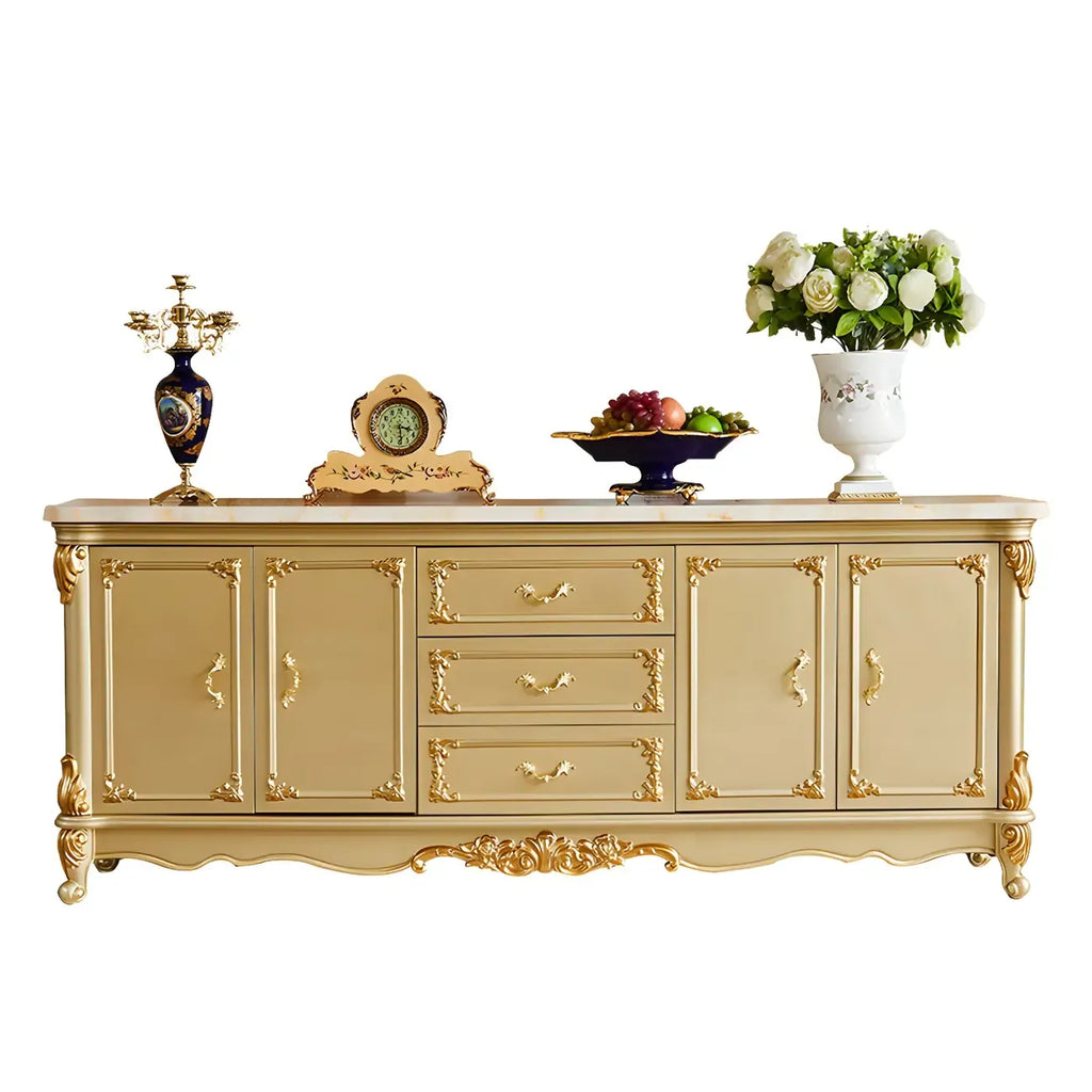 Buffet de luxe en bois doré avec tiroirs et portes