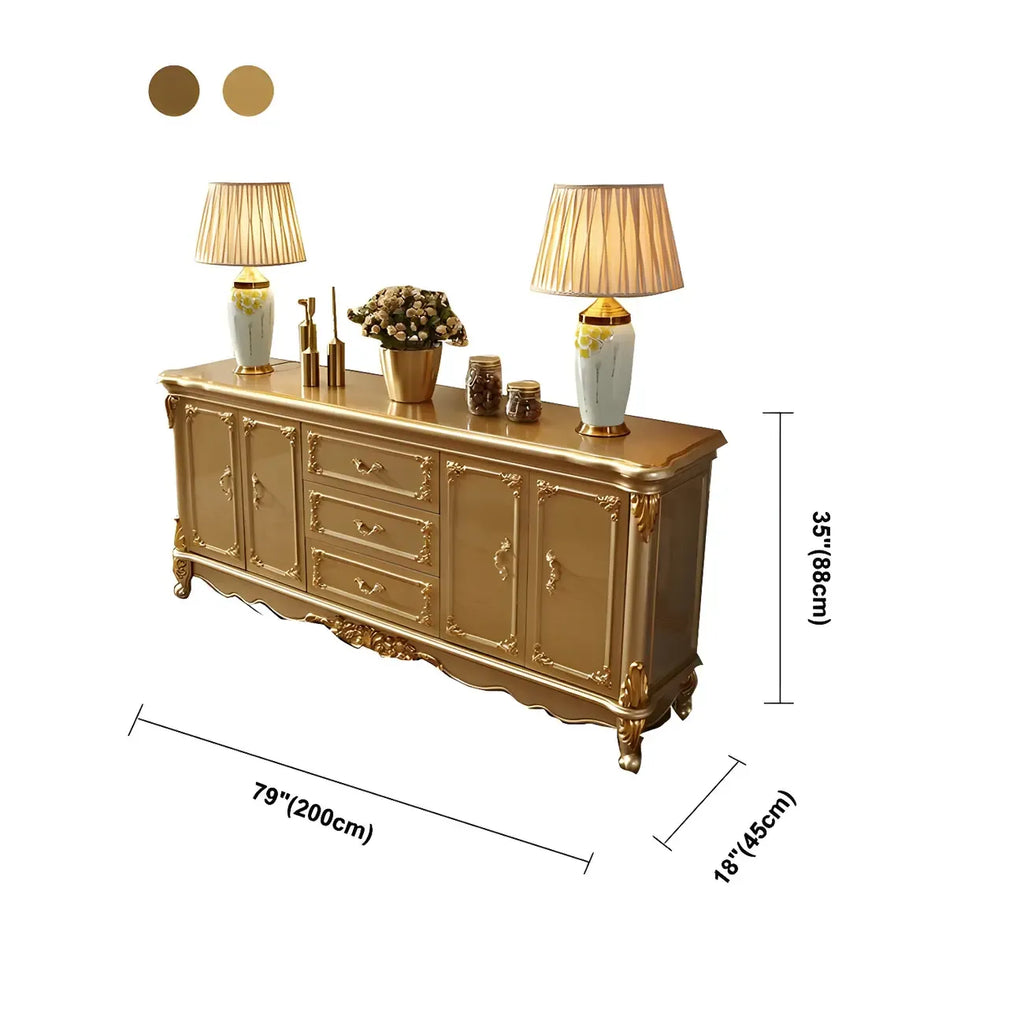 Buffet de luxe en bois doré avec tiroirs et portes