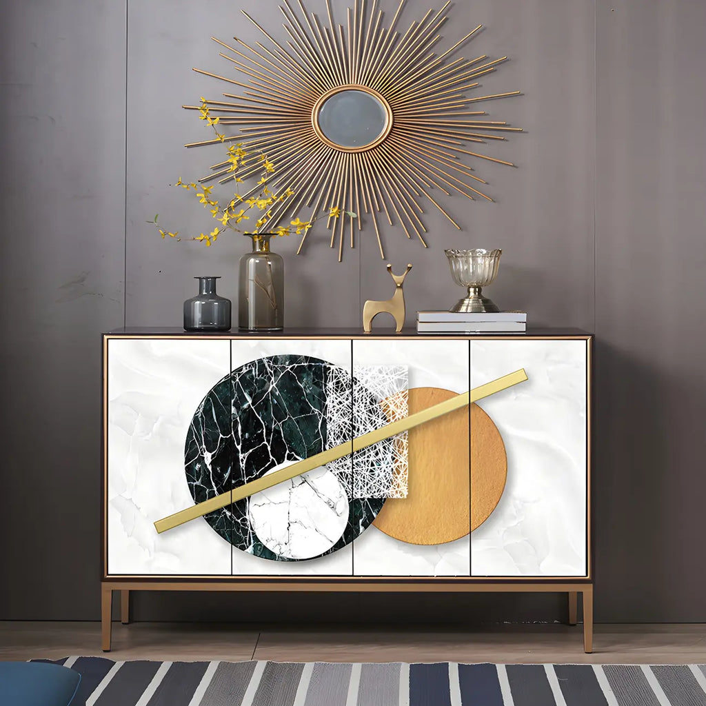 Buffet contemporain en bois blanc avec accents dorés