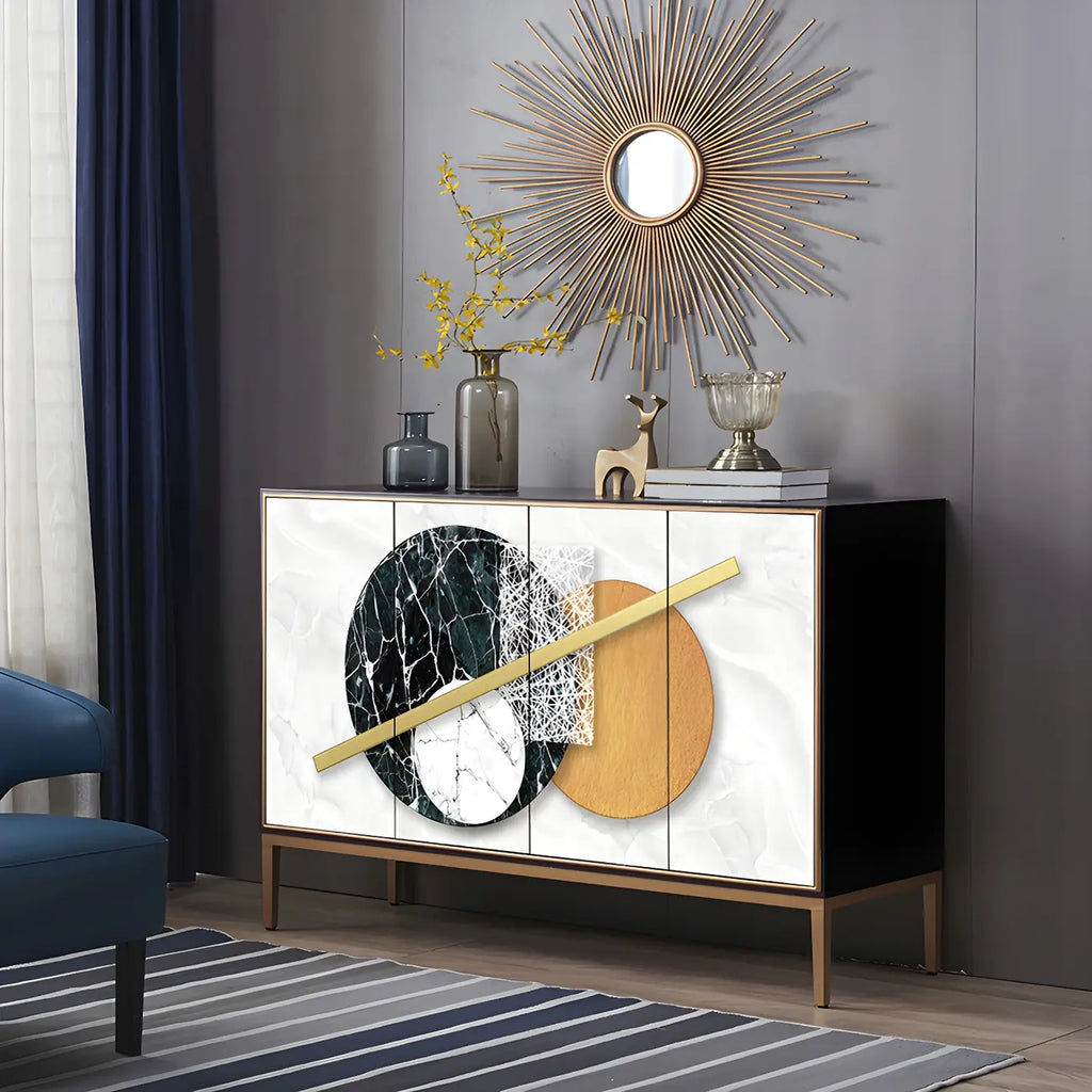 Buffet contemporain en bois blanc avec accents dorés