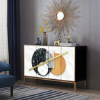 Buffet contemporain en bois blanc avec accents dorés